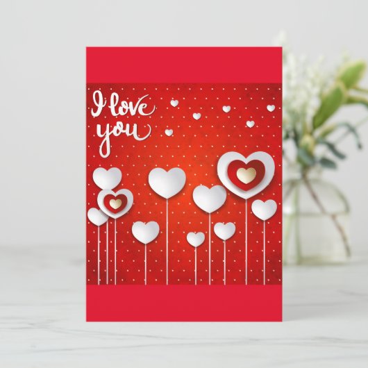 Ik hou van je in het rood bedankkaart (Staand voorkant)