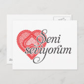 Ik hou van je in het Turks - Seni seviyorum Briefkaart (Voorkant / Achterkant)