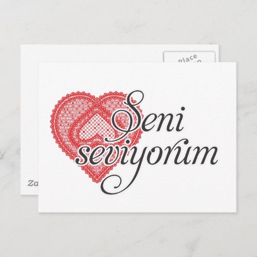 Ik hou van je in het Turks - Seni seviyorum Briefkaart (Voorkant / Achterkant)