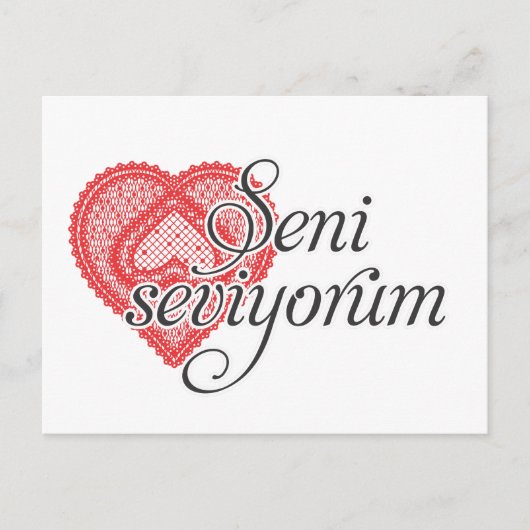 Ik hou van je in het Turks - Seni seviyorum Briefkaart (Voorkant)