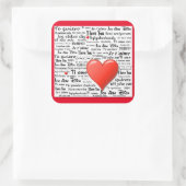 Ik hou van je in veel talen vierkante sticker (Tas)