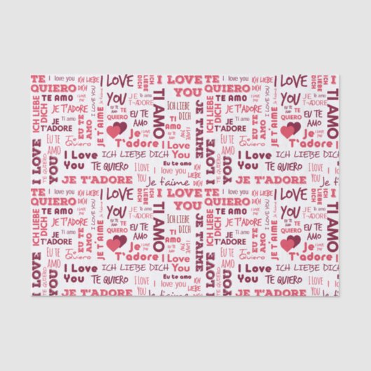 Ik hou van je in verschillende talen | FEESTDAGEN Tissuepapier (Voorkant)