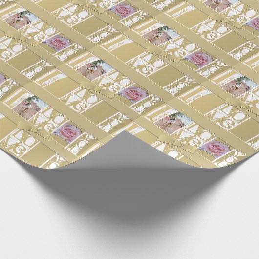 "Ik hou van je" in witte/goudkleur 2 aangepaste fo Cadeaupapier (Hoek)