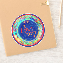 Ik hou van je Inspirivity Fun Blue Trendy Floral Sticker