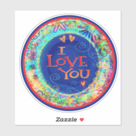 Ik hou van je Inspirivity Fun Blue Trendy Floral Sticker