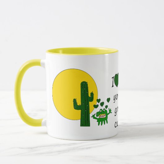 Ik hou van je, je oude rommelige cactus. mok (Links)