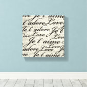 Ik hou van je, je t'aime, verwaterd Canvas (Insitu (Houten vloer))