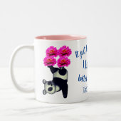 Ik hou van je jongleren Panda Flower Personalized Tweekleurige Koffiemok (Links)