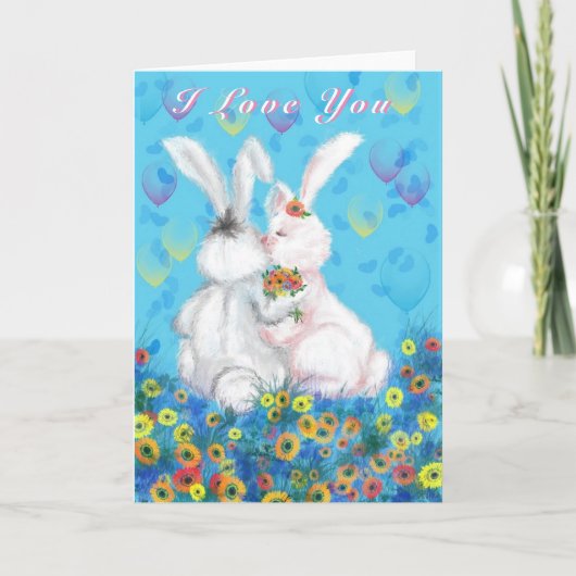 Ik hou van je Kaart Couple Romantic Bunny Love (Voorkant)