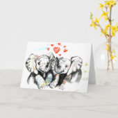 Ik hou van je Kaart Elephants Romantic Love (Gele Bloem)
