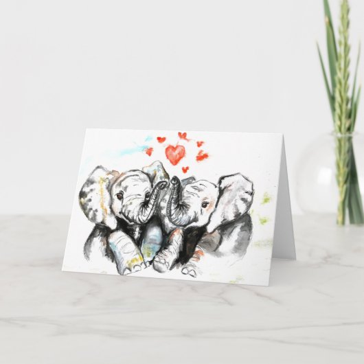 Ik hou van je Kaart Elephants Romantic Love (Voorkant)