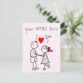 Ik hou van je Kaart liefde paar - aangepaste tekst (Staand voorkant)