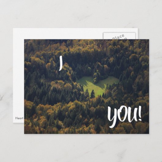 Ik hou van je kaart met hartvorm in een bos (Voorkant / Achterkant)