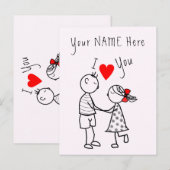 Ik hou van je Kaart Romantic Couple - Jouw naam -  (Voorkant / Achterkant)