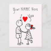 Ik hou van je Kaart Romantic Couple - Jouw naam -  (Voorkant)