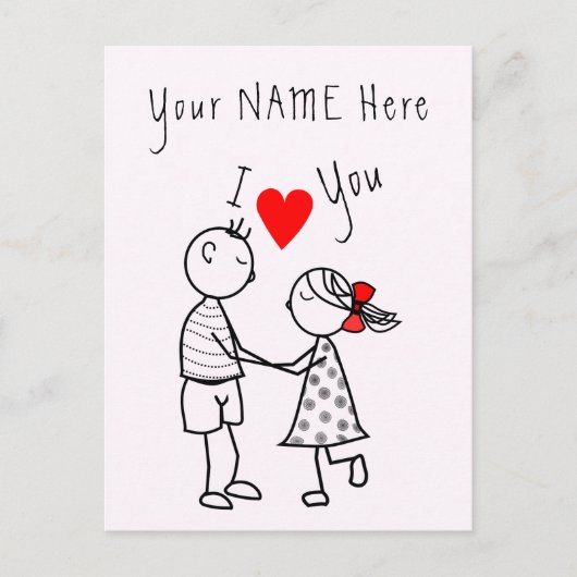 Ik hou van je Kaart Romantic Couple - Jouw naam -  (Voorkant)