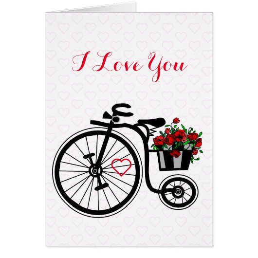 Ik hou van je Kaart Romantic Flowers Bike (Voorkant)