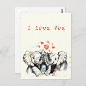 Ik hou van je kaart, romantisch koppel ellephant s briefkaart (Voorkant / Achterkant)