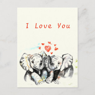 Ik hou van je kaart, romantisch koppel ellephant s briefkaart