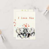 Ik hou van je kaart, romantisch koppel ellephant s kaart (Voorkant / Achterkant in situ)