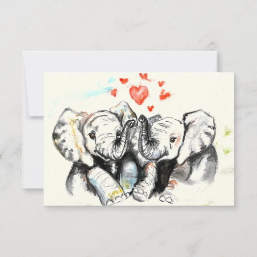 Ik hou van je kaart, romantisch koppel ellephant s kaart (Achterkant)