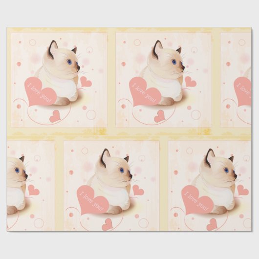 Ik hou van je kat cadeaupapier (Vlak)