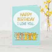 Ik hou van je kattenmens Happy Birthday Greeting Kaart (Gele Bloem)
