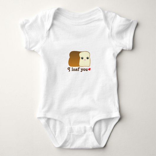 Ik hou van je Kawaii Bread Food Pun Cartoon Unisex Romper (Voorkant)
