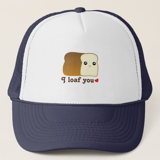 Ik hou van je Kawaii Bread Funny Cartoon Food Pun Trucker Pet (Voorkant)