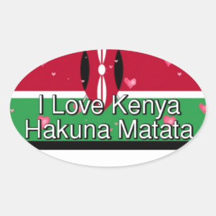 Ik hou van je! Kenya Hakuna Matata Ovale Sticker