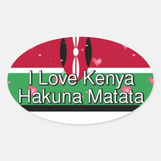 Ik hou van je! Kenya Hakuna Matata Ovale Sticker (Voorkant)