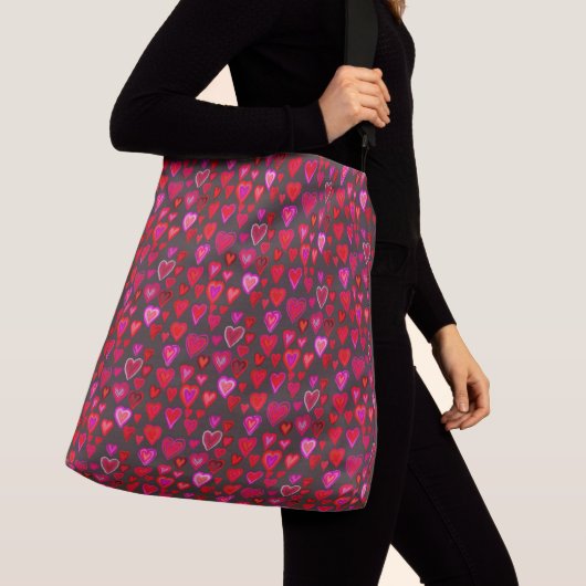 Ik hou van je, kerst hartpatroon canvas tas (Dichtbij)