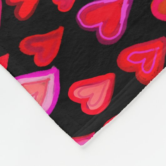 Ik hou van je, kersthartpatroon fleece deken (Hoek)