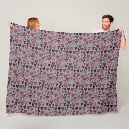Ik hou van je, kersthartpatroon fleece deken (In situ)