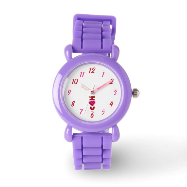 Ik hou van je Kinder rode glitter-riem Horloge (Voorkant)
