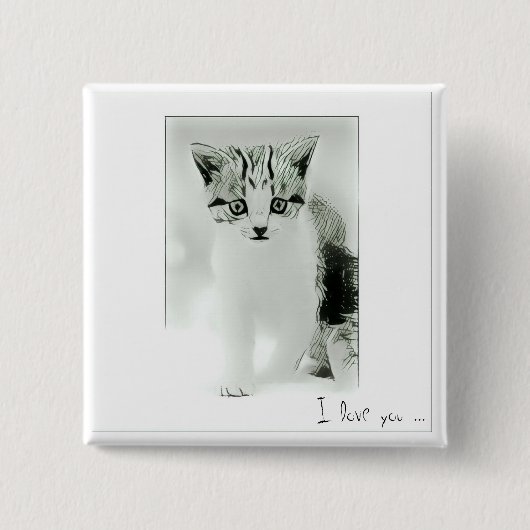 Ik hou van je Kitten Knop Vierkante Button 5,1 Cm (Voorkant)