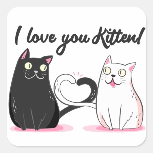 Ik hou van je kitten vierkante Sticker (Voorkant)