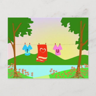 Ik hou van je kleren in een kleren. briefkaart