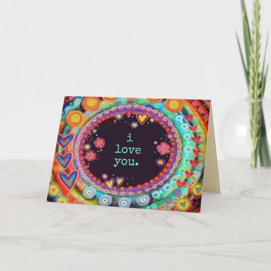 Ik hou van je kleurrijke grillige leuke Valentijn Kaart (Voorkant)