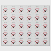 Ik hou van je kleurrijke harten grijs cadeaupapier (Vlak)