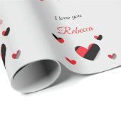 Ik hou van je kleurrijke harten grijs cadeaupapier (Rol Hoek)