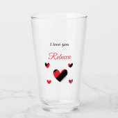 Ik hou van je kleurrijke harten wit glas (Voorkant)