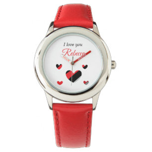 Ik hou van je kleurrijke harten wit horloge