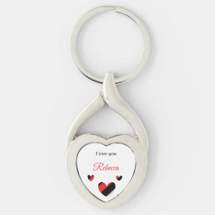 Ik hou van je kleurrijke harten wit sleutelhanger