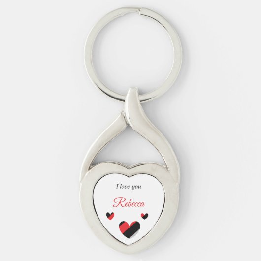 Ik hou van je kleurrijke harten wit sleutelhanger (Voorkant)