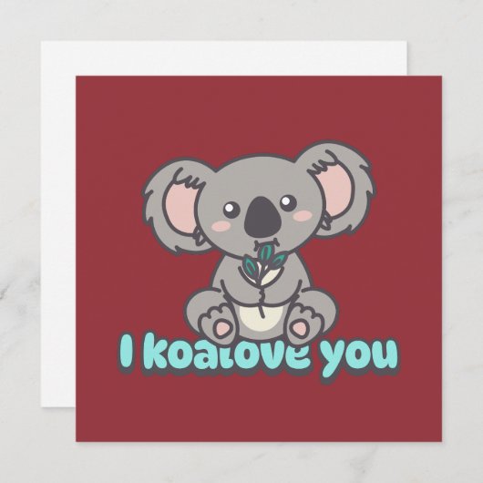 Ik hou van je Koala beer woordspeling Feestdagenkaart (Voorkant / Achterkant)