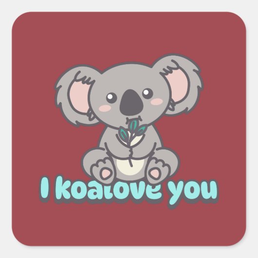 Ik hou van je Koala beer woordspeling Vierkante Sticker (Voorkant)