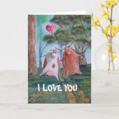 Ik hou van je ! koeien kaart (Gele Bloem)