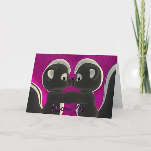 Ik hou van je, kussen skunks schattig, Valentijnsd Feestdagen Kaart (Voorkant)