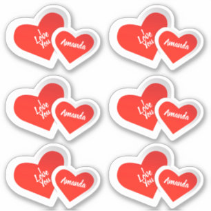 "Ik hou van je" Kute Valentijn Hearts ... Geperson Sticker